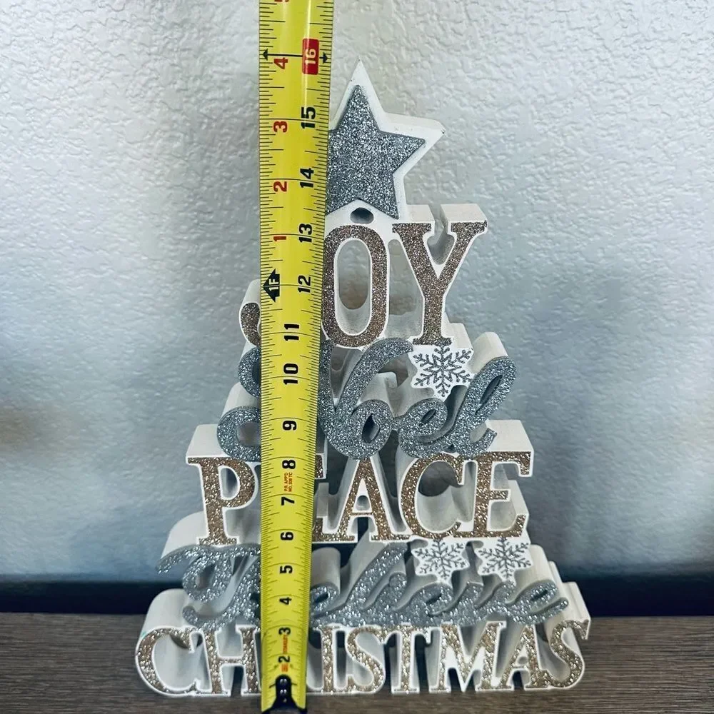 Christmas Tree Cutout Festive Glitter Decor Sign